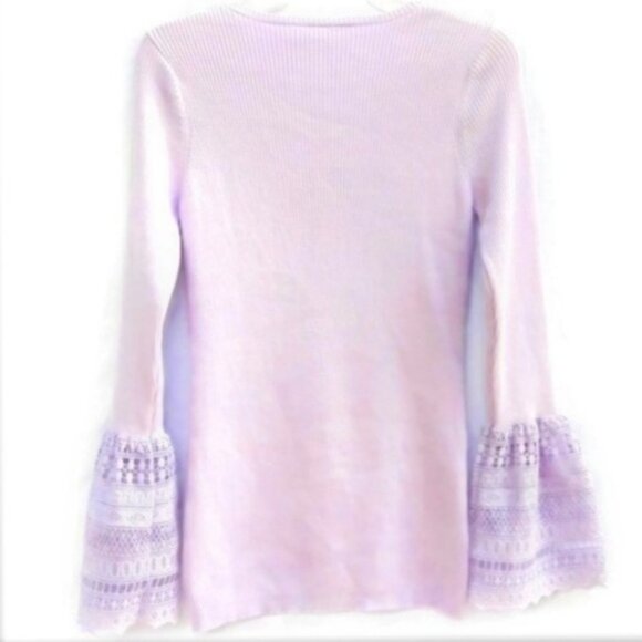 NEW Asos Lilac Knit Sweater Pullover V Neck Fluted Lace Sleeve Cuffs M - Picture 2 of 8